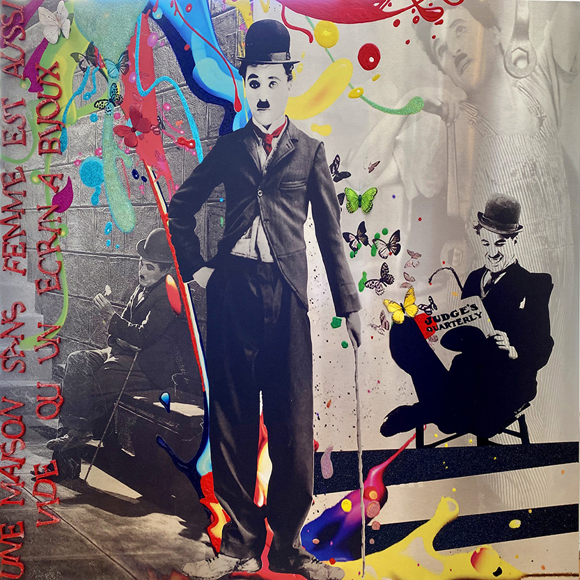 oeuvre, tableau, artiste, artiste peintre, contemporain, atelier , atelier pop art, decoration, galerie, Charly Chaplin